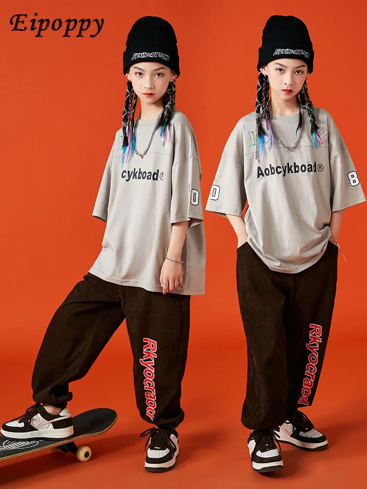 Детская модная одежда в стиле хип-хоп, костюм в стиле хип-хоп с коротким рукавом для мальчиков и девочек, костюмы для джазовых танцев и представлений