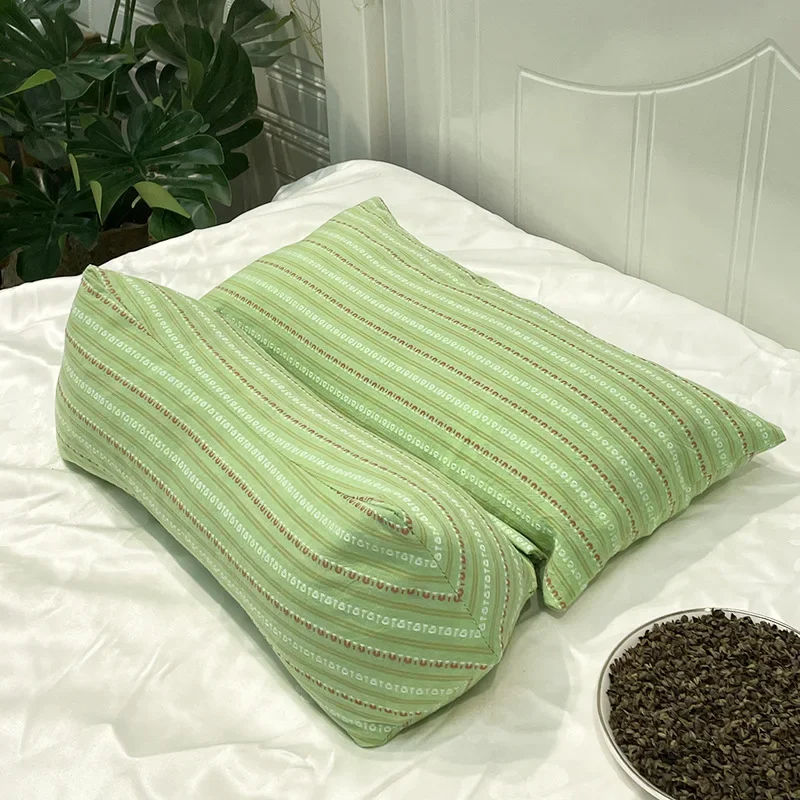 1pcs Buckwheat Shell Filling Pillowcore Triangular Conjoined Cervical Pillows Jacquard Skin Friendly Fabric Detachable Pillow