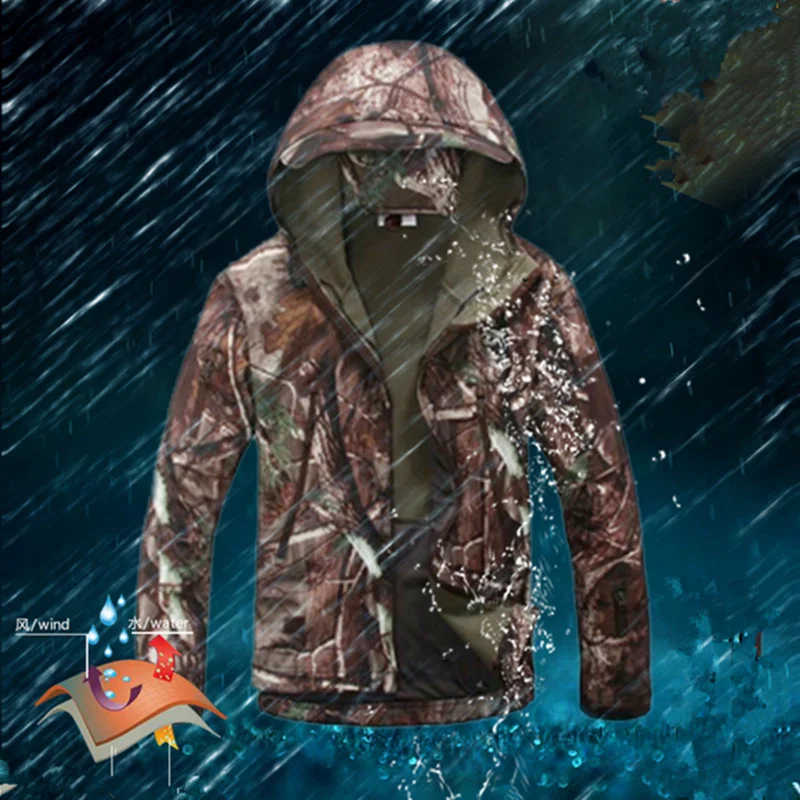 

Men shark skin military tactical softshell fleece hooded jacket outdoor thermal waterproof windproof soft shell windbreaker coat