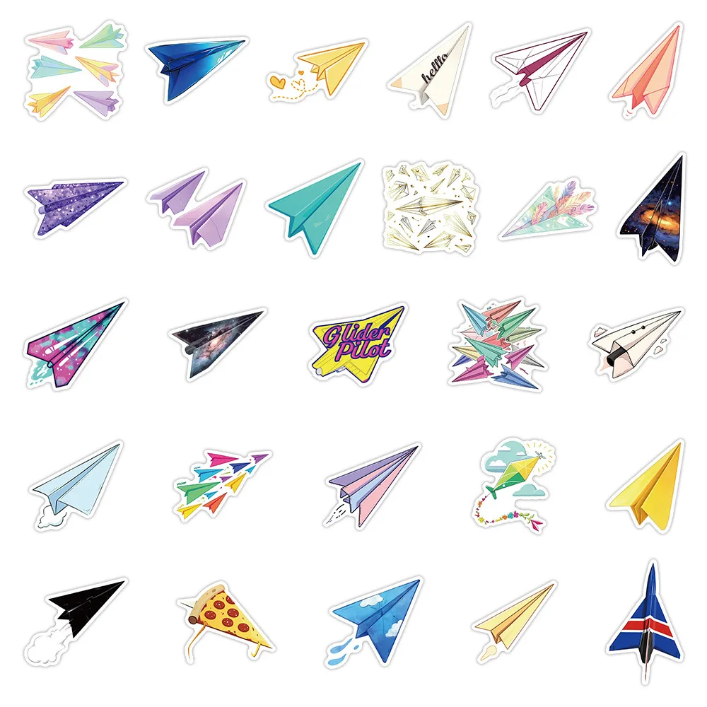 10/54PCS Paper Aircraft Series Graffiti Stickers Funny Small Fresh Decal Suitcase Cup Guitar Personalized Decoration Stickers