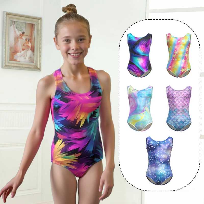

Гимнастические балетные трико для девочек, красочное боди без рукавов для малышей, детская танцевальная одежда, спортивная одежда, разные цвета