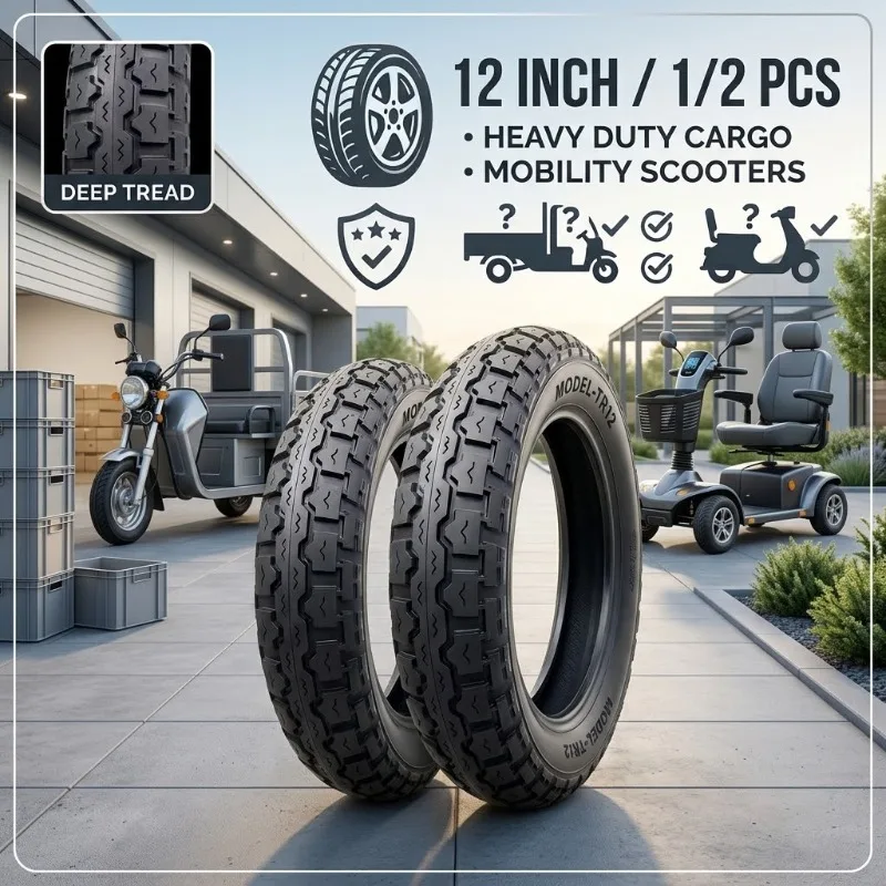 1/2Pcs  3.00-12 3.50-12 3.750-12 Heavy Duty Tire Tyre For Cargo Tricycle Mobility Scooter Farm Tractor Micro-Tiller Outer Parts