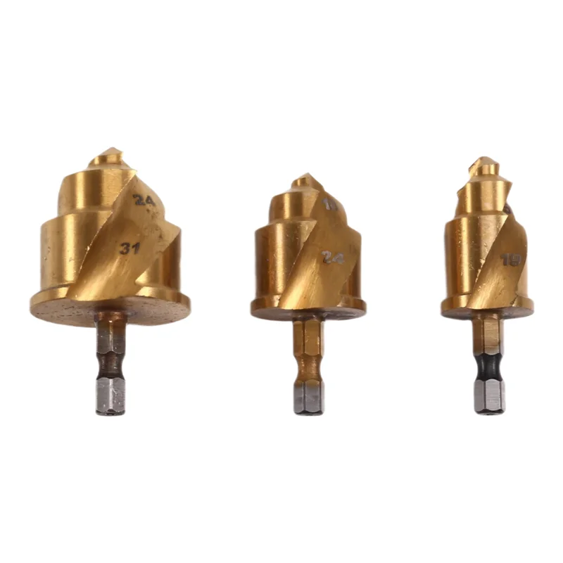

IALJ-3Pcs 20/25/32Mm Step Drill Bit With Limit Swivel Groove PPR Lifting Cone Drill Bits For Water Pipe Reaming