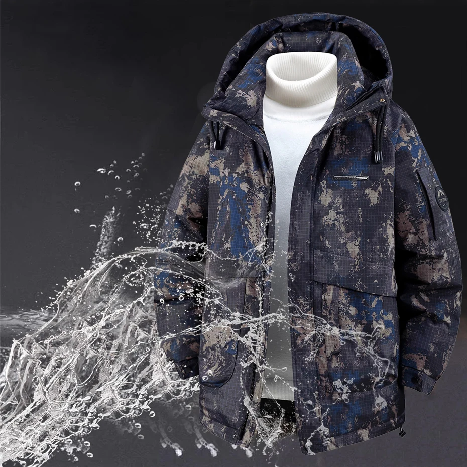 الشتاء سترة واقية مقاومة للماء الرجال 11XL حجم كبير سترات التمويه مقاوم للماء البضائع سترة معطف الذكور سترات الموضة