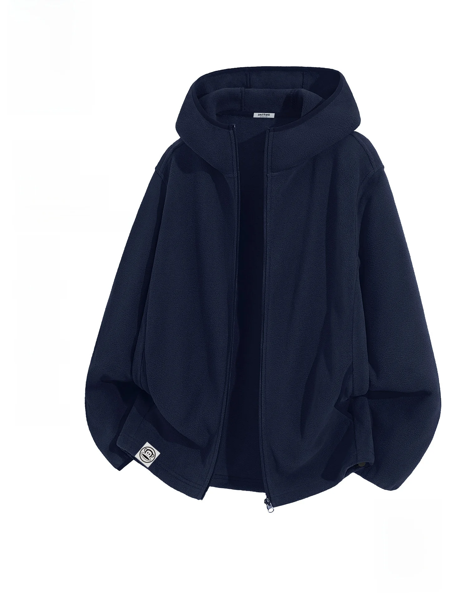 

Men's Oversized Hooded Fce Open Cardigan American Sle Casual Outerwear Trendy Polyester Fiber Long Sve Zipper