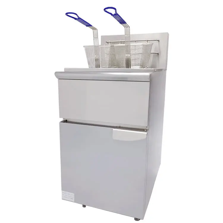 The latest Commercial Gas Floor Fryer Stand 40 lb Stainless Steel Deep Fryer for Restaurants Three Burners 90,000 Total BTU