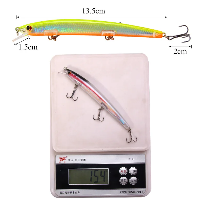 Factory Wholesale Bionic Fishing Lure Minnow 13.5cm 15g Topwater Floating 3D Eyes Hard Baits Wobbler Sea Bass Accessory - Image 5