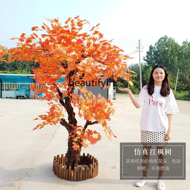 Simulated red maple modeling tree Large landscape tree Interior decoration Encrypted shopping mall real estate decoration