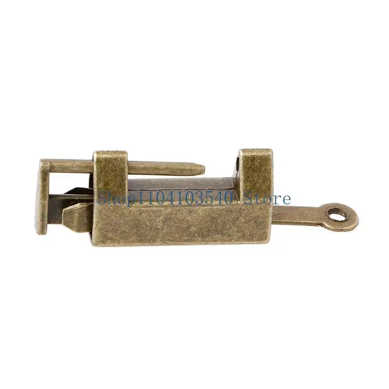 02DC Chinese Old Lock Vintage Brass Padlock Wedding Jewelry Box Catch With for