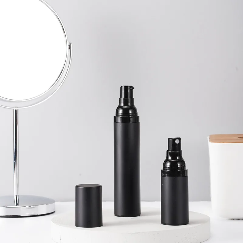 Plastic Pump Bottle 15ml 30ml 50ml Vacuum Pump Bottle Travel Bottling Container Black Lightproof Airless Spray Bottle Lotion - Image 3