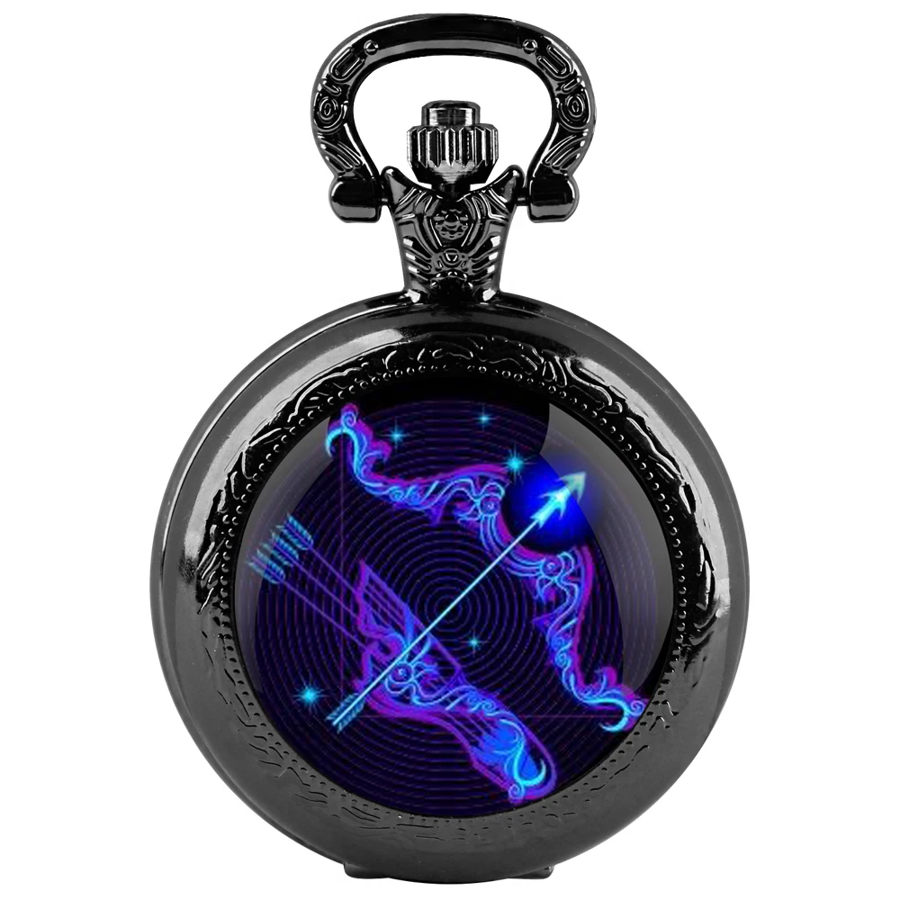 [Archer's Arrow] Sagittarius glass patch pocket watch - constellation-inspired design, precise quartz movement