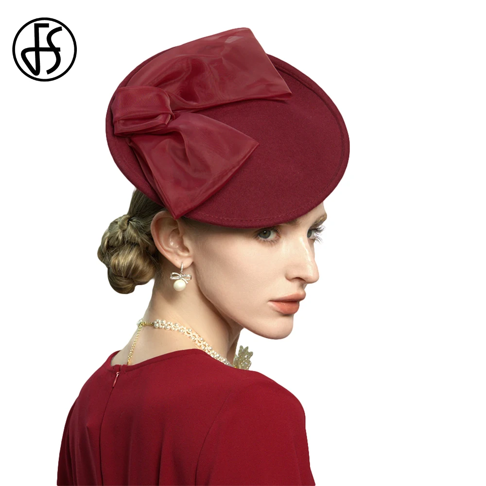 FS Kentucky Derby Hats For Women Elegant Church Wedding Headwear Cocktail Party Pillbox Cap Fascinator Wool Fedoras 2024 Winter