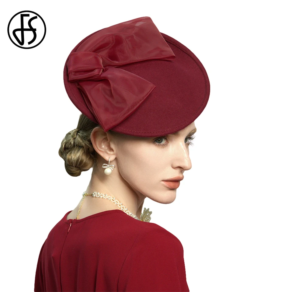 Wool Felt Fedora Hat for Women Camel Deep Blue Wine Red display picture 1