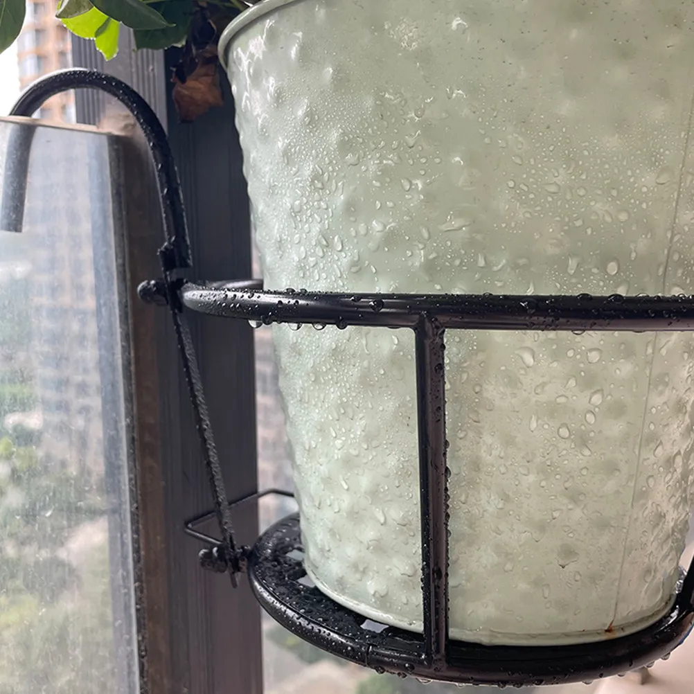 2Pcs Metal Balcony Planter Railing Hanging Flower Pot Shelf Sturdy Disassemblable Space Saving Decorative Household Planter