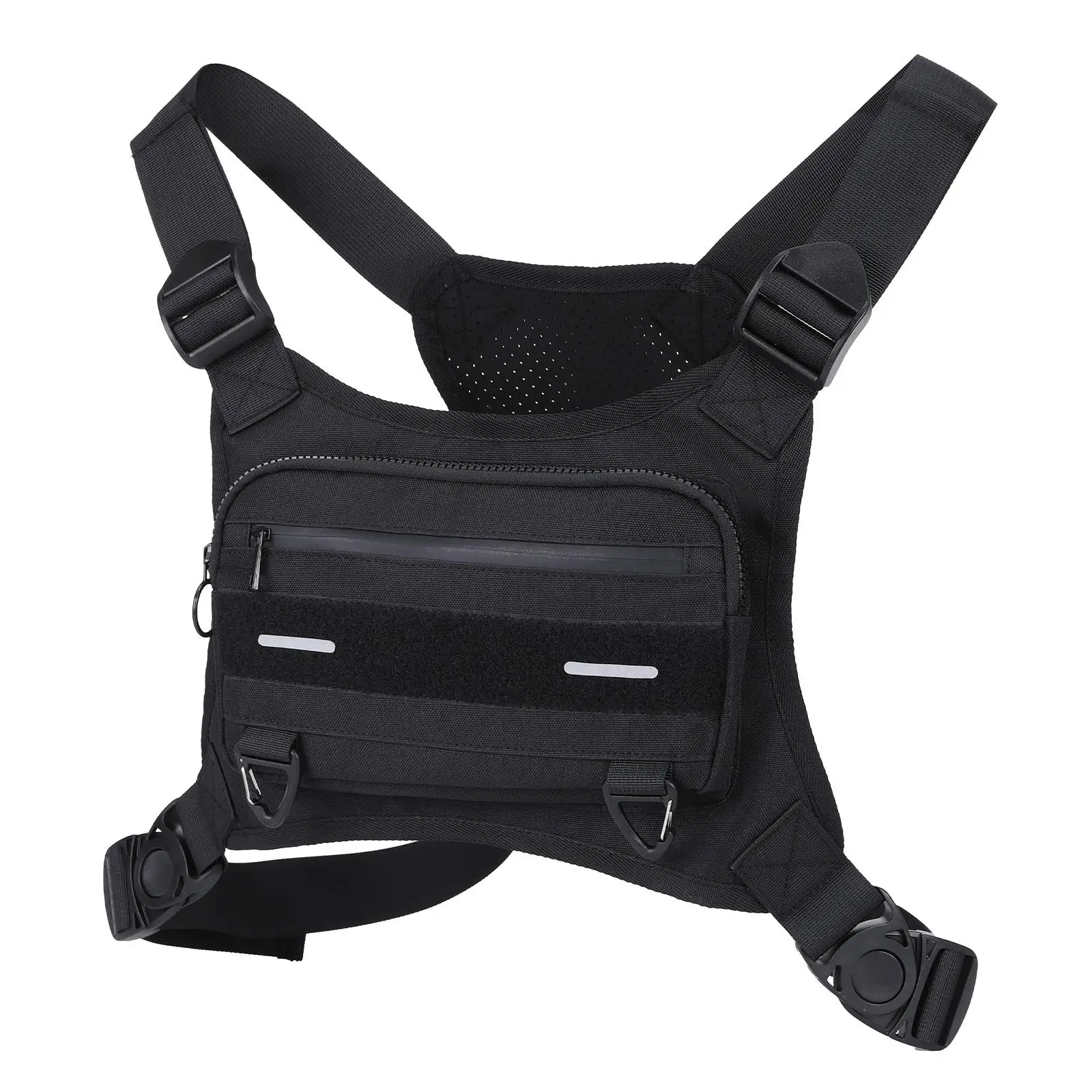 حقيبة صدر للكتف قابلة للتنفس ومقاومة للماء لركوب الدراجات والمشي لمسافات طويلة كاجوال باللون الأسود