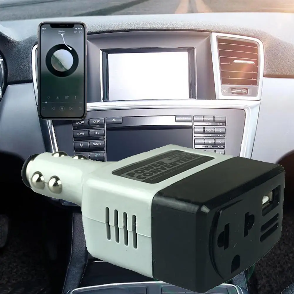 12V/24V Mobile Power Converter USB Auto for Mobile Phone Charging Black Car Mobile Power Converter USB Car Power Inverter DC