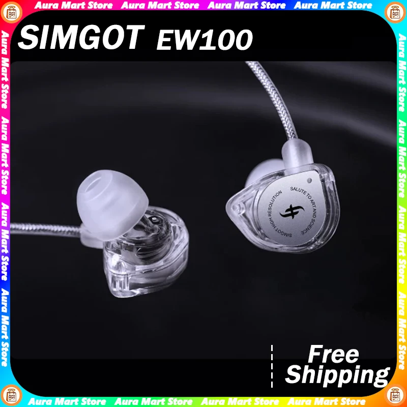 SIMGOT EW100 Wired HiFi in-Ear Earphones High Performance Dual Cavity Dynamic Monitor Music Headset With Detachable Cable Custom