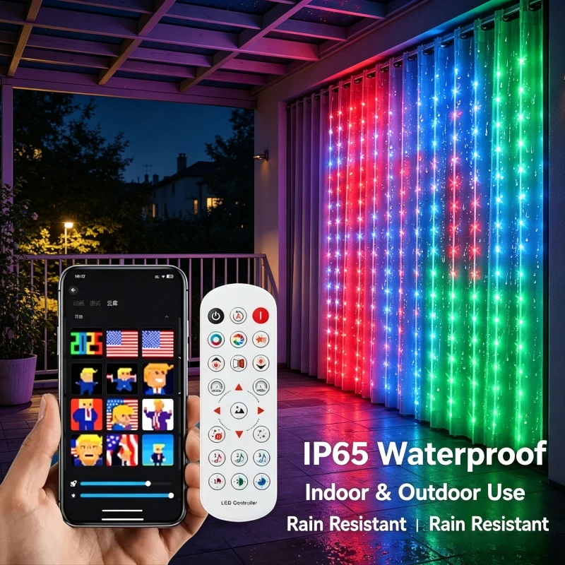 DIY Pattern Fairy Curtain Light Bluetooth Bedroom Christmas Wedding Birthday Festival Decor for Living Room Backdrop Wall