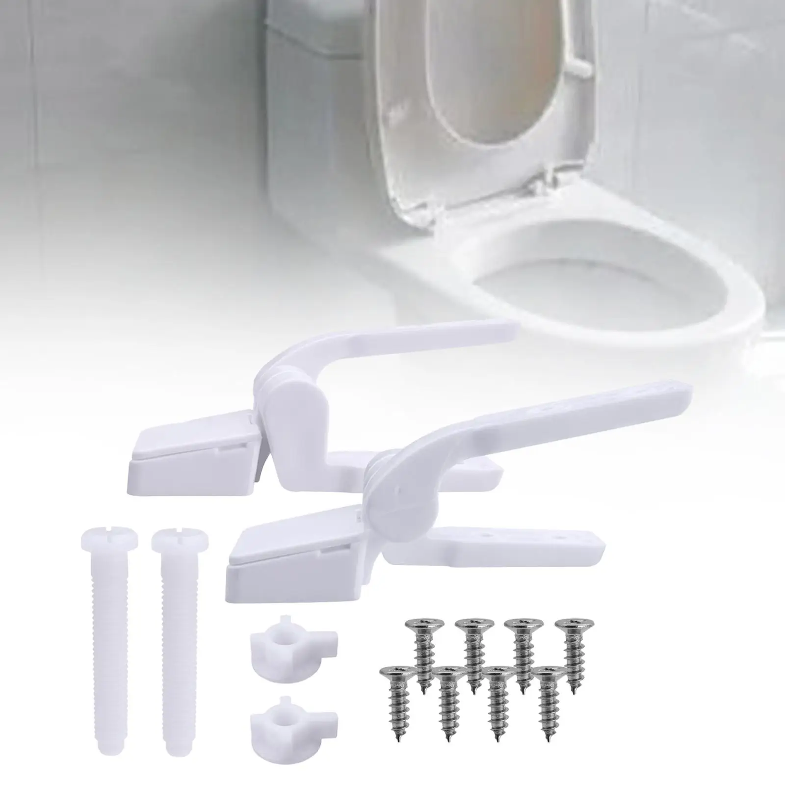 2x Toilet Seat Hinge Fixings Toilet Top Cover Lid Seat Fixings Bathroom Fixture Hardwares Repair Tools Easy Installation White