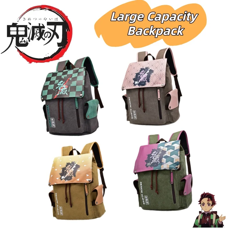 

Demon Slayer Kamado Tanjirou Kamado Nezuko Cartoon Large Capacity Backpack High Value Creative Canvas Printed Student Schoolbag