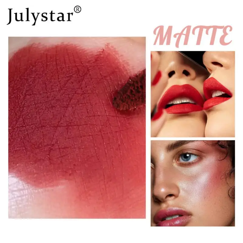 Julystar 18 Color Lipstick Matte Waterproof And Long-lasting Nude Lip Gloss Moisturizer Nonstick Cup Lip Tint Beauty Cosmetics