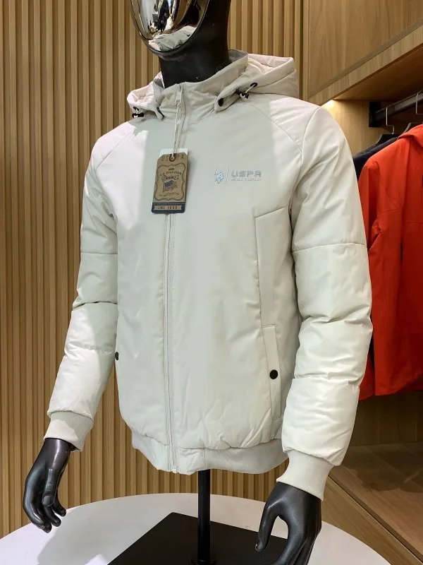 Męska kurtka outdoorowa z bawełny, nowa, zimowa, wiatroodporna, ciepła, z odpinanym kapturem, z włókna poliestrowego, długi rękaw, zapinana na zamek, ozdobna.