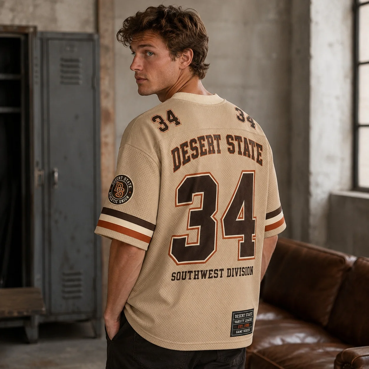 Men's T‑shirt Summer V Neck Short Sleeve Letter Print Loose Vintage Varsity Sport Street Trendy Casual Oversized Daily Tops