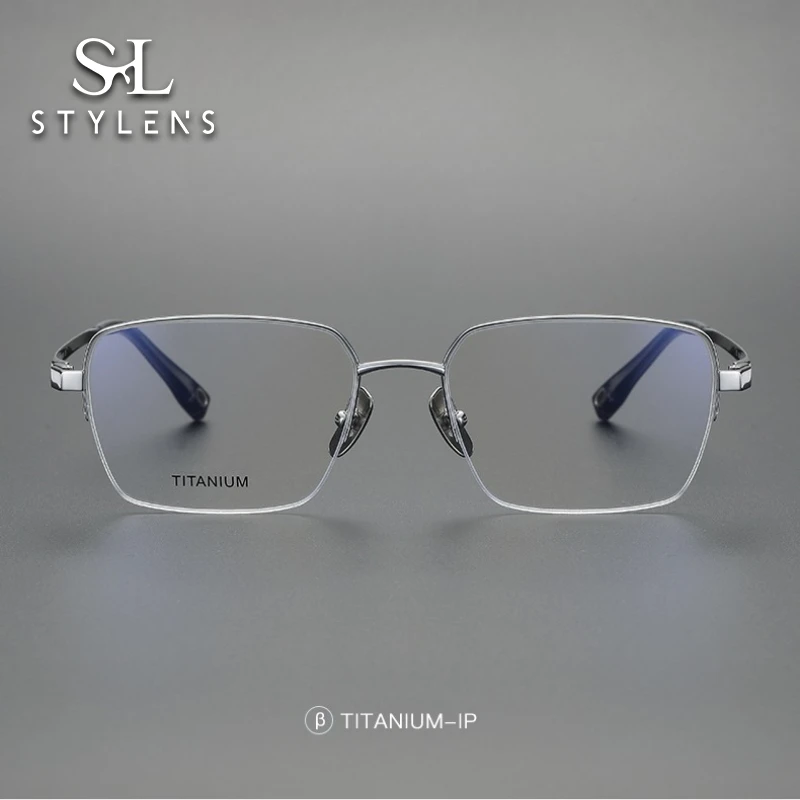 

STYLENS Square Pure Titanium Elastic Leg Glasses Men omen Business Reading Glasses Optical Prescription Customized Glasses 80911