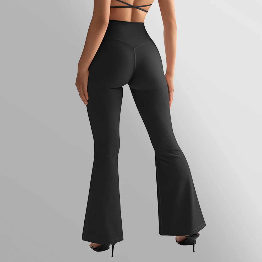 Flare Leggings Yoga Pants Women Bell-bottoms Yoga Trousers With Pocket Cross Waist Fitness Pants Gym Casual Sports Flared Pants