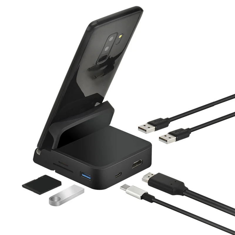 Estación de acoplamiento HUB USB C 8 en 1, soporte para teléfono, estación Dex Pad, Kit de cargador de energía Compatible con USB C a HDMI para MacBook Z