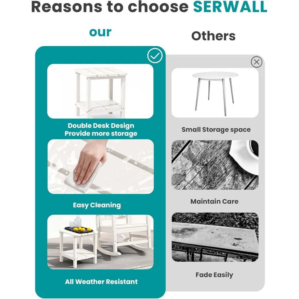 طقم طاولة جانبية مزدوجة من آديرونداك مكون من 2، طاولة جانبية - أبيض #6