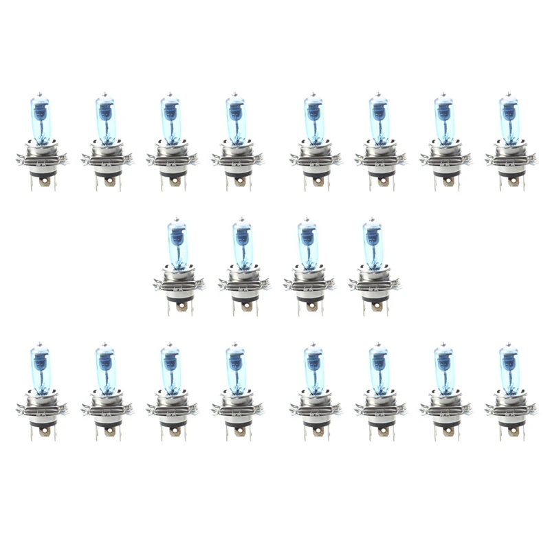 20 Lamps Halogen Bulbs Car Headlights H4 White Light 100W 12V