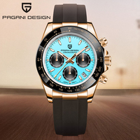 PAGANI DESIGN Mens Watches Top Luxury Turquoise Blue Dial Quartz Watch Men Automatic Date Sport Chronograph Waterproof Watch Men