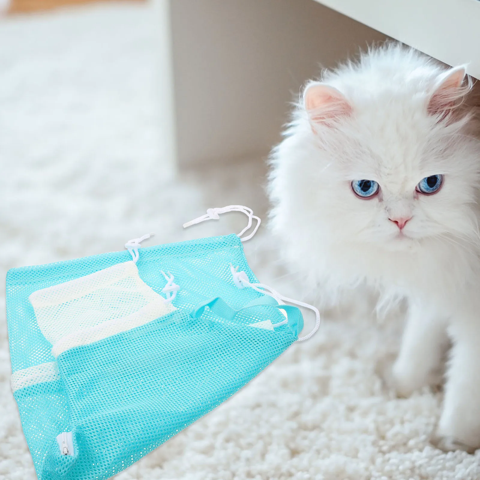 

Bath Grooming Carrier Breathable Shower Net Portable Lightweight Wear-Resistant Mesh Kitten Washing Reusable Polyester Bathing