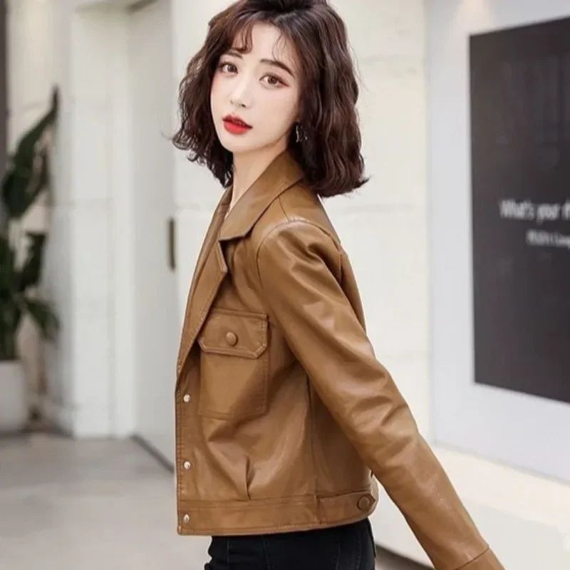 Spring Autumn Short Coats Woman Cheap Korean Reviews Clothes Pretty Vintage Fashion 2025 Harajuku Trend Leather Jacket for Women