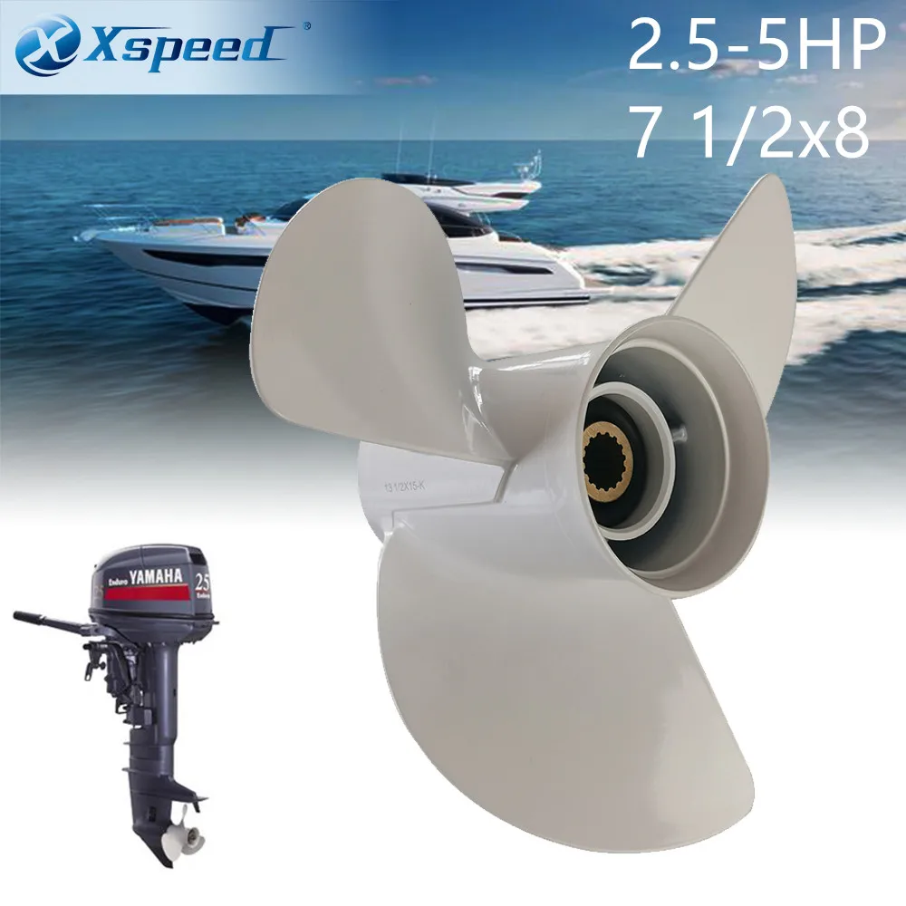 

Xspeed outboard Propeller 7 1/2x8 Fit Yamaha Outboard Engine 4 5 6 HP Motor Aluminum Alloy Screw 3 Blade 9 Tooth Spline