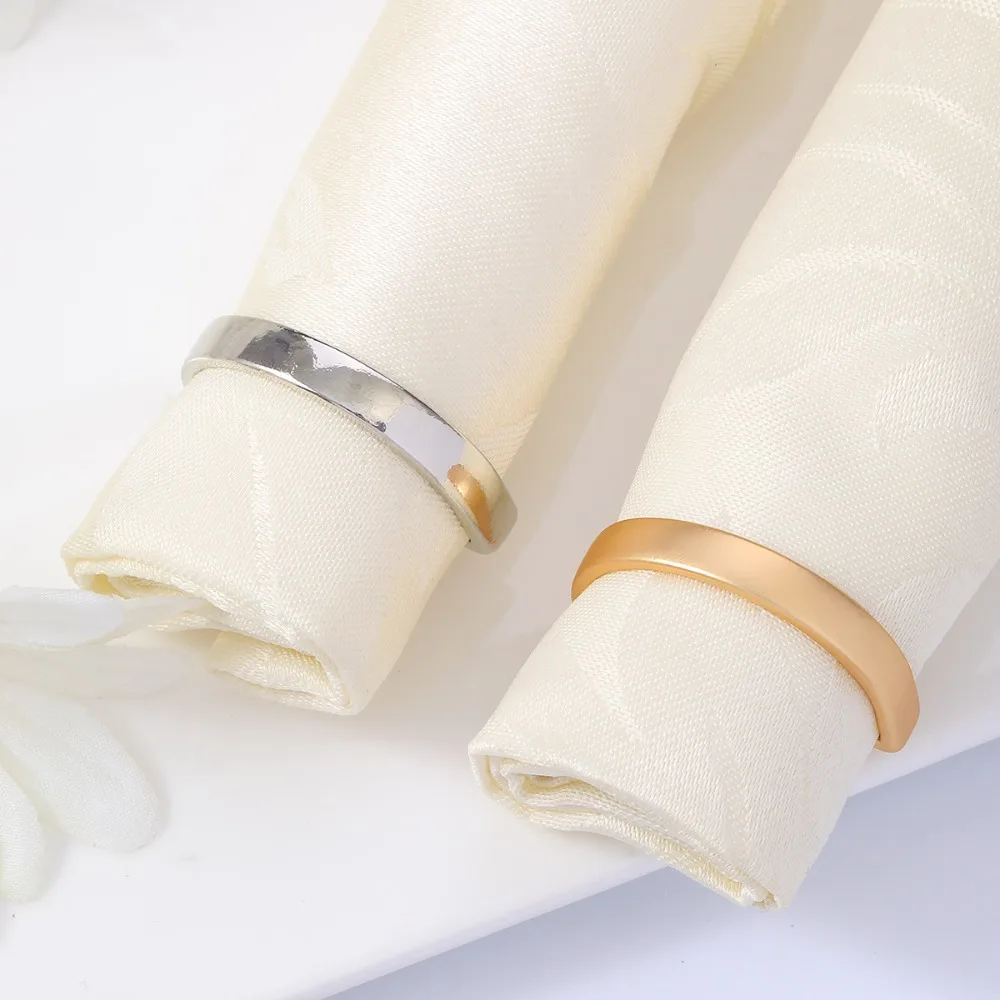 12 Pcs Metal Stainless Steel Napkin Rings Matte Gold D-shaped Matte Gold Semicircle Napkin Rings