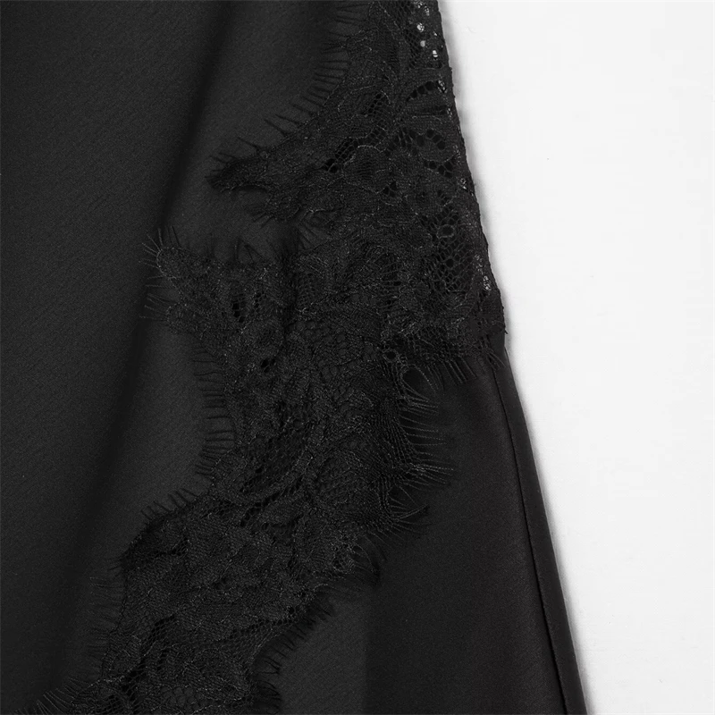 Robe en Satin de soie et dentelle pour femmes, tendance, Sexy, polyvalente, mode d'automne, robes décontractées élégantes et populaires pour femmes, 2025