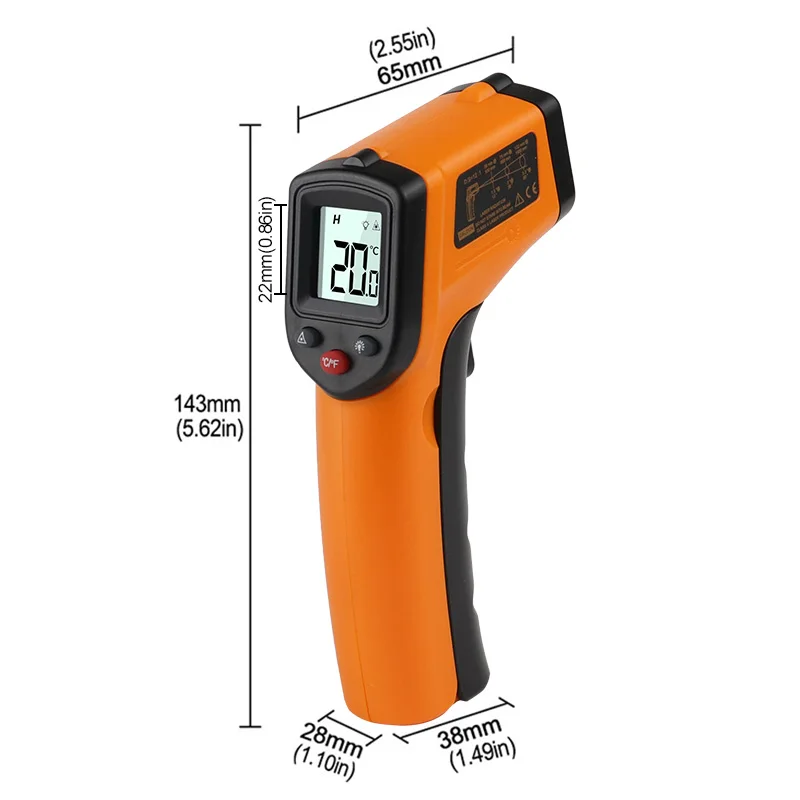 Infrarood Thermometer Non Contact Laser Pyrometer Industriële Digitale Ir Temperatuur Meter Point Gun -50 ~ 400 ℃-58 ~ 752F