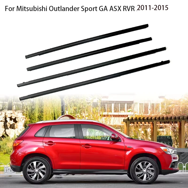 Black 4Pcs Window Rubber Trim For Mitsubishi Outlander Sport GA ASX RVR 2011-2015 Weatherstrip Seal Strips Door 5727A213