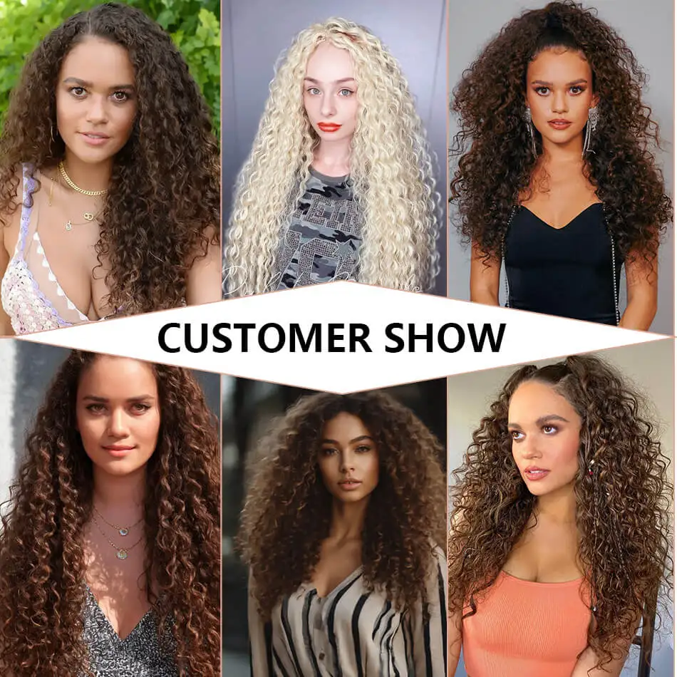 Synthetic Kinky Curly Clip-in Hair Extensions 26\'\' Super Long Water Wave Clip In Hair 160-200grams 4 Pcs Full Head Hair Pieces