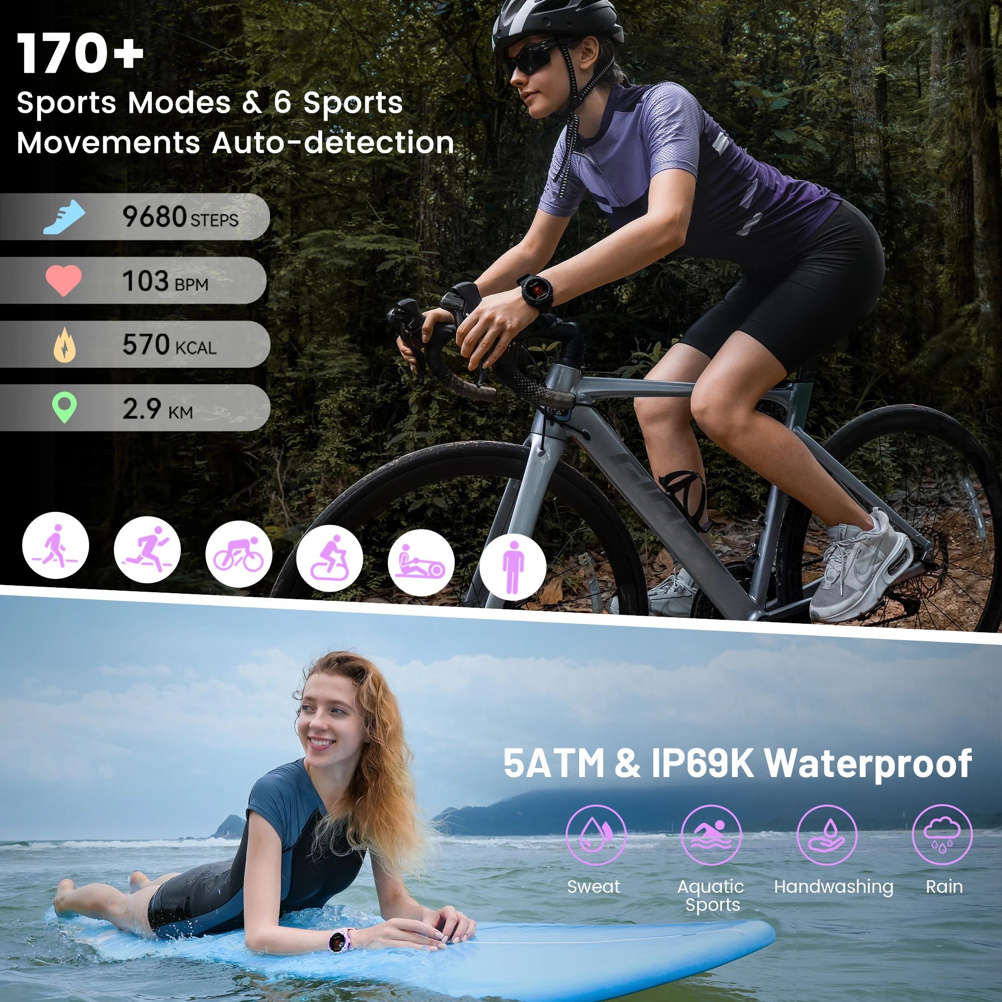 KOSPET TANK S2 GPS Smart Watch For Women Compass Altimeter Barometer Bluetooth Call AMOLED IP69K Waterproof Women's Smartwatch