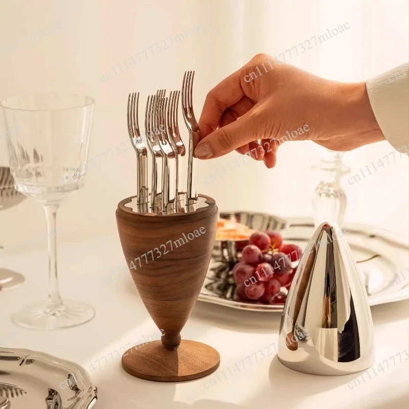 European Style Stainless Steel Fruit Fork Household High-end Fruit Pick Creative Trendy Snack Fork Decorative Ornament