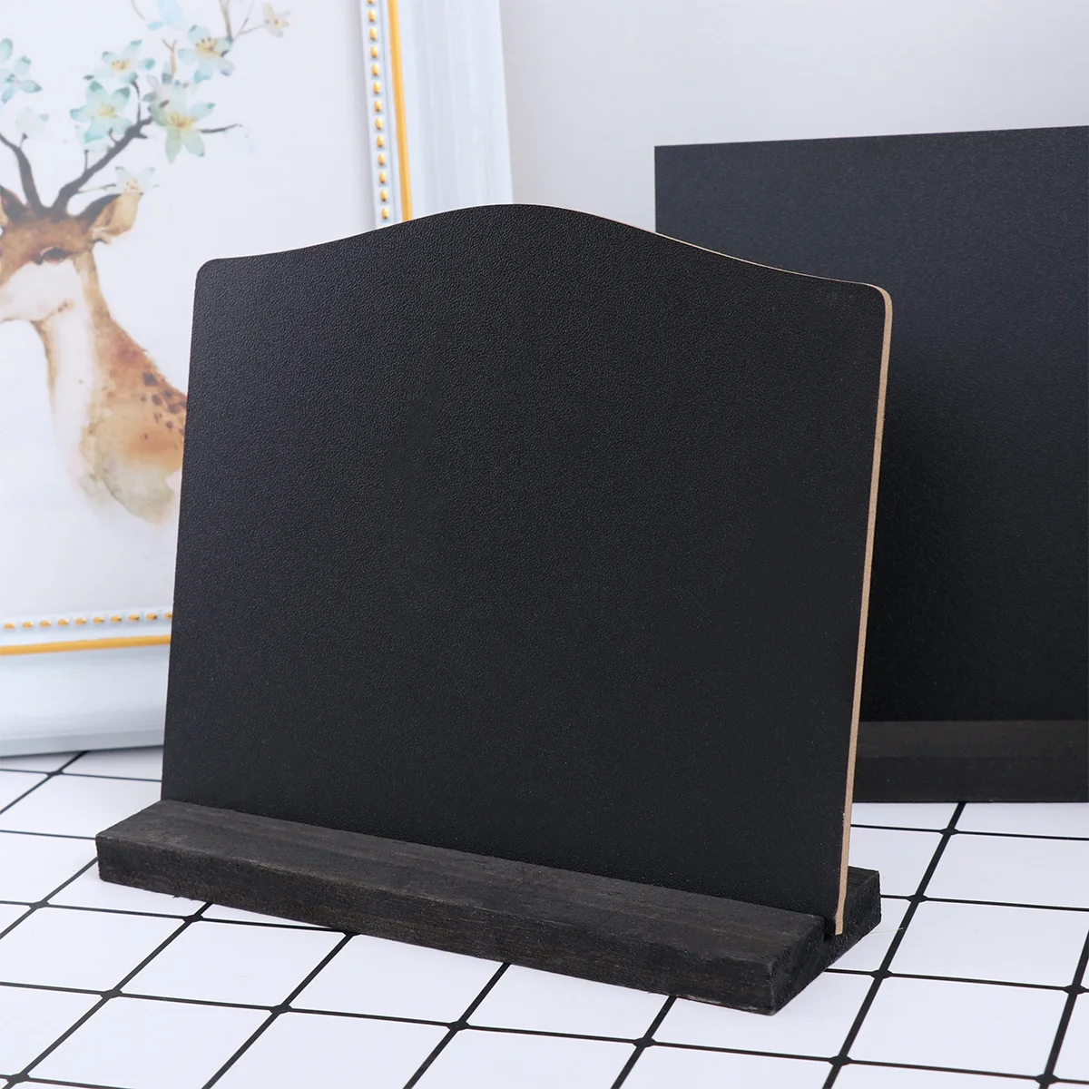 2Pcs Wooden Small Blackboard Double Sided Chalkboard Message Board Table Display Mini Blackboard Decor for Home Garden Wedding