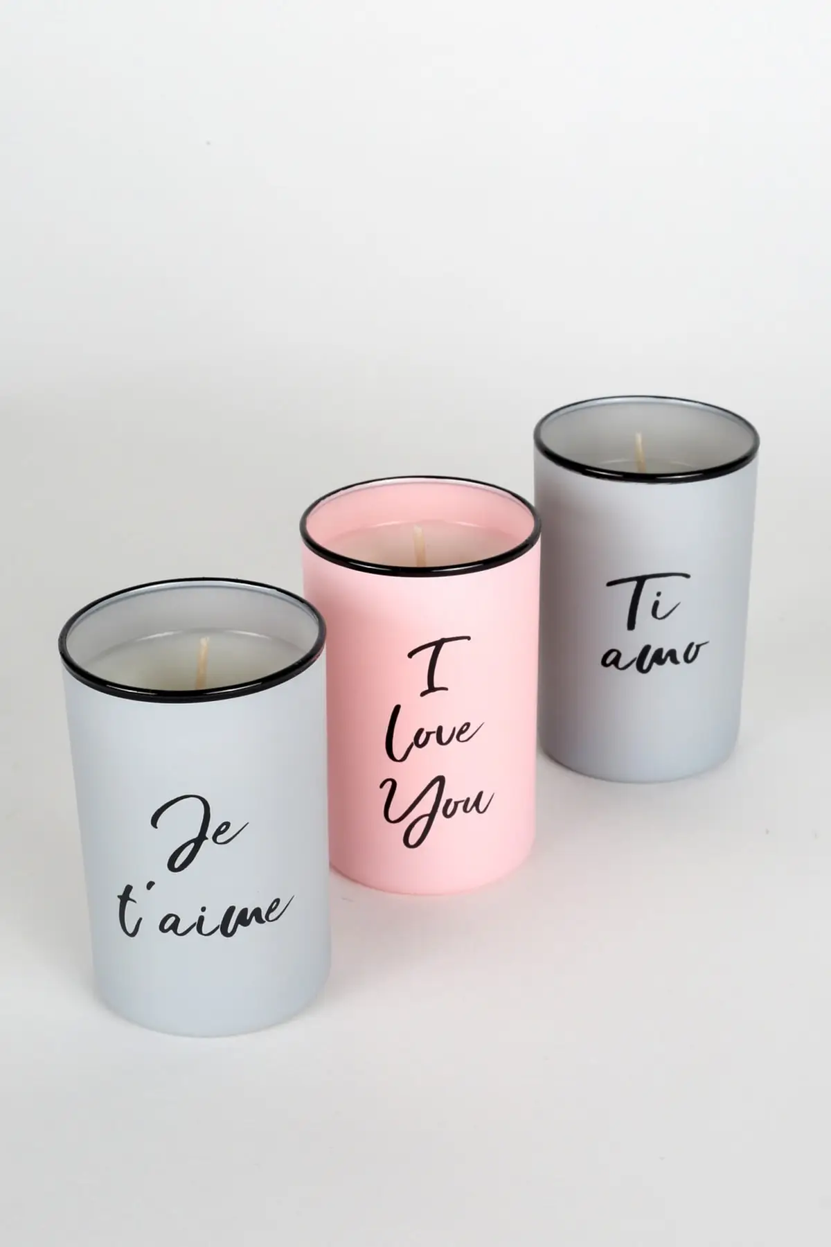 Scented Candle Set of 3 Black 90 Gr Decorative Candles Romantic Valentine Gift Products Home Office Products