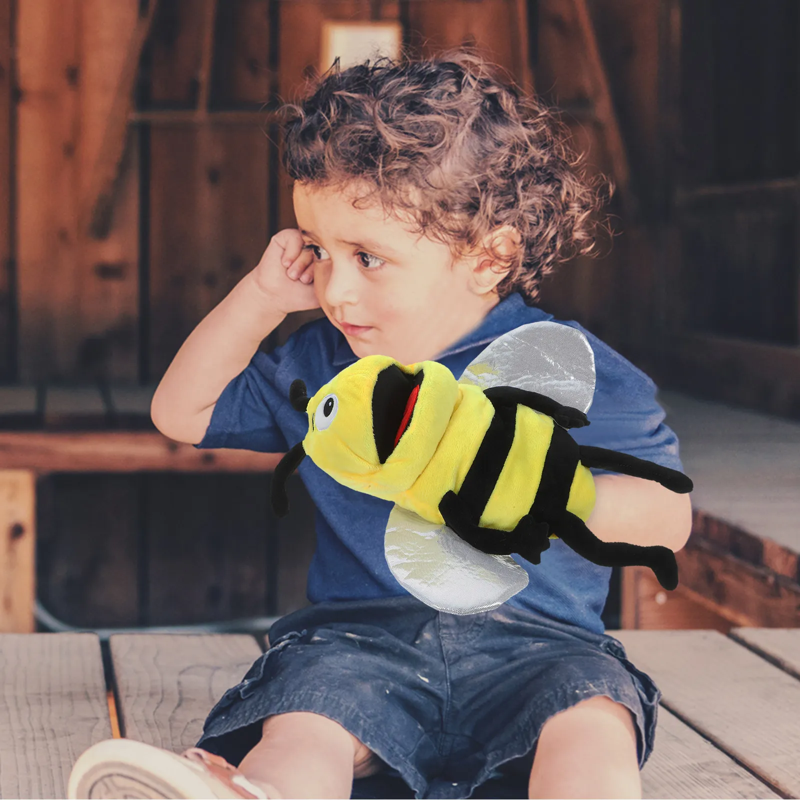 

Adorable Bee Hand Puppet Smooth Soft Stuffed Interactive Storytelling Prop for Kids Early Education Classroom Church Role Play