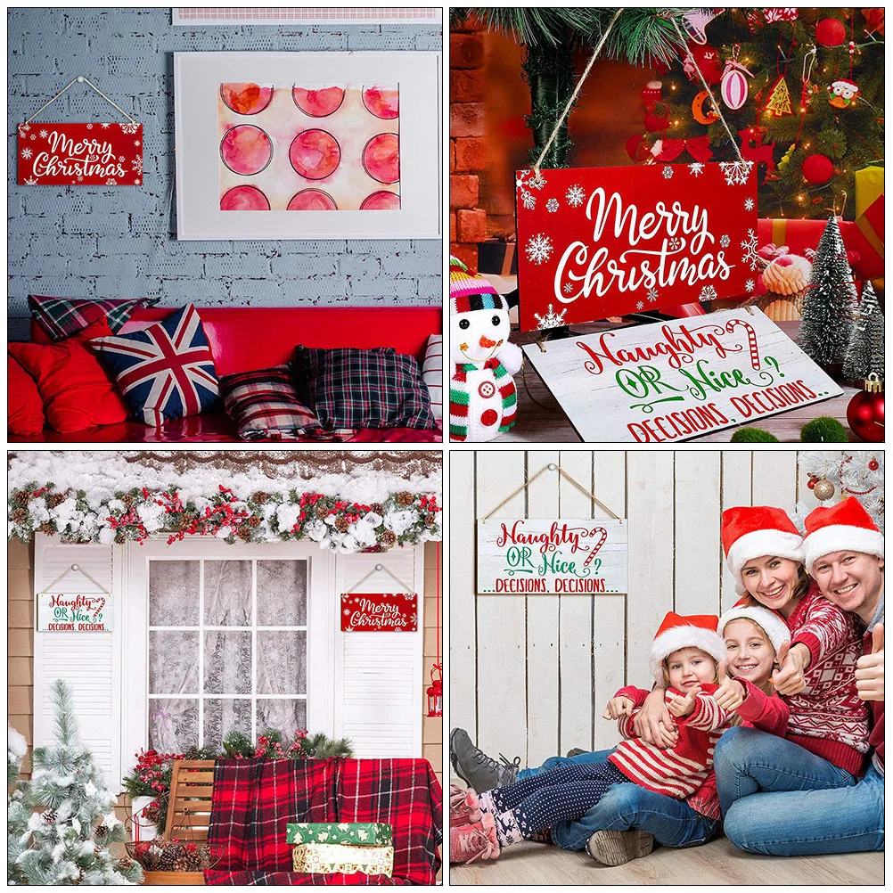 2 قطعة عيد الميلاد باب خشبي زخرفة الإبداعية معلقة الحرفية حساسة قلادة ديكور عيد الميلاد قلادة لوحة خشبية معلقة لافتة للباب #1