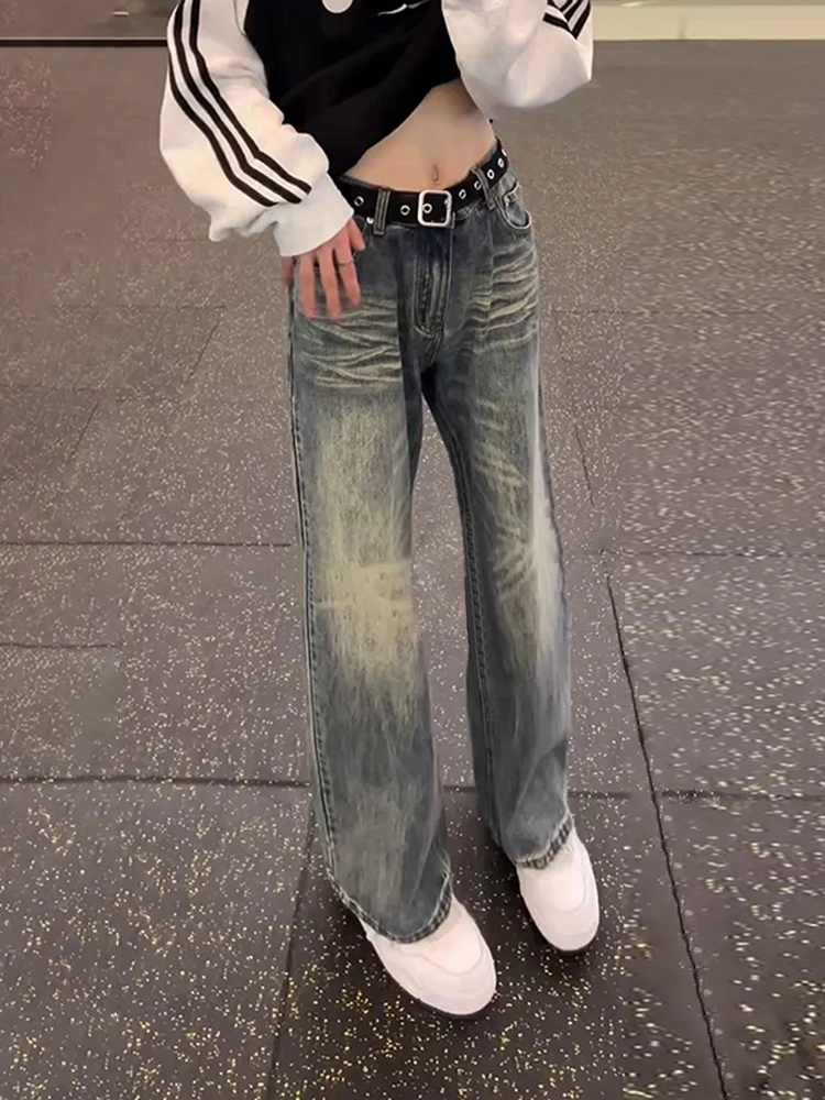 

High Waist Bell Bot Denim Jeans Men's Spring Design CleanFit Straight Leg Bamboo Node Pattern American High Street Sle