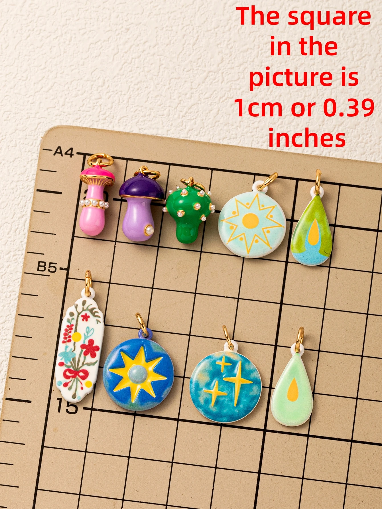 Einfache und frische Cartoon-Serie: Bunte Pilz-Wassertropfen-Anhänger zum Selbermachen für Schmuck – Detail 1