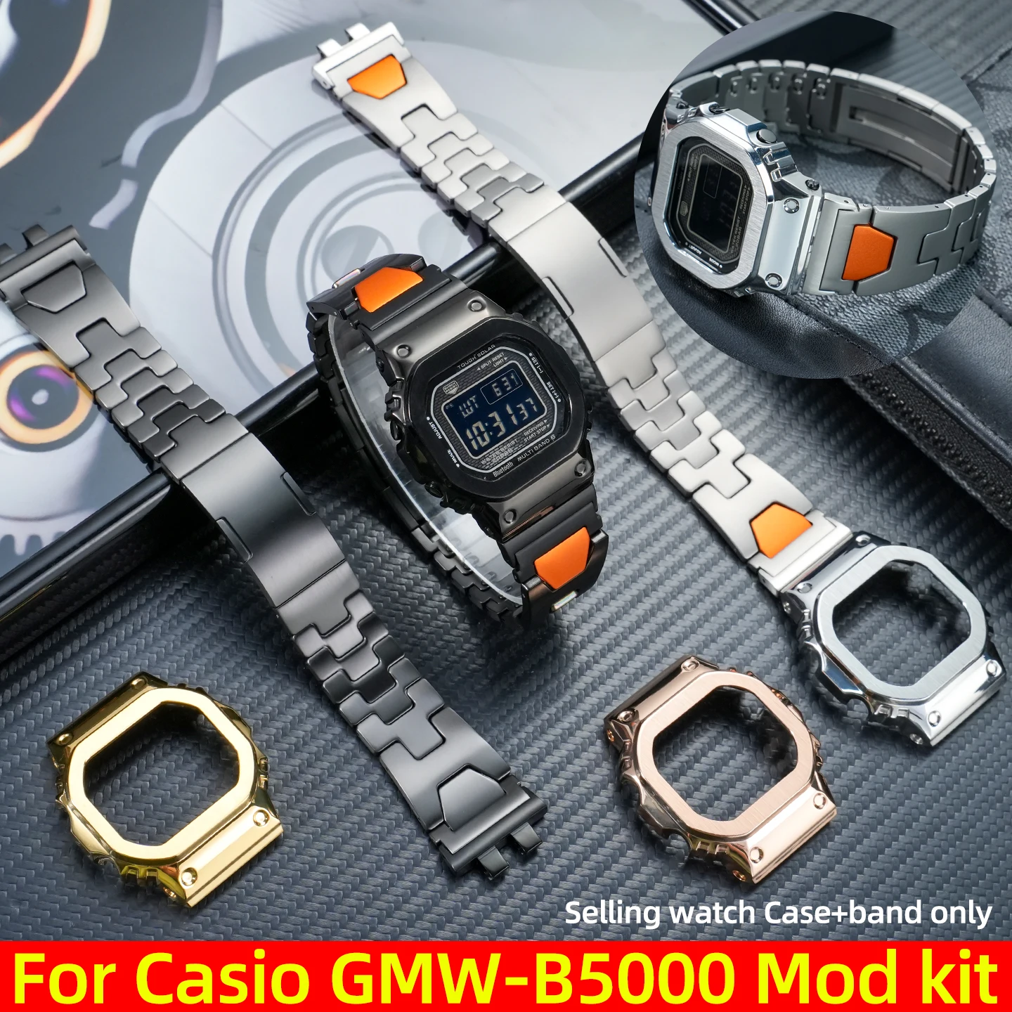 

Для Casio G-SHOCK GMW-B5000 Новый комплект модов Корпус из нержавеющей стали Ремешок для часов 3459 Модифицированный обновленный металлический ободок Детали ремешка для часов